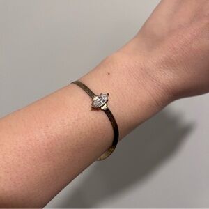 Diamonique Silver Zirconia Accent Herringbone Chain Bracelet